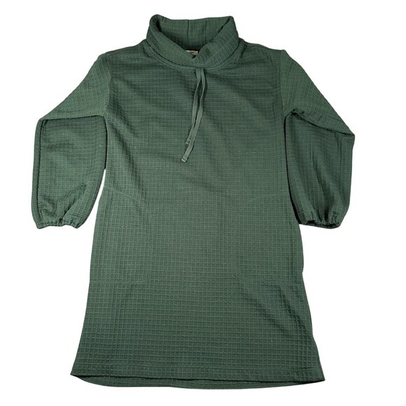 Max Studio Womens Medium Green Cowl Neck Long Sleeve Waffle Knit Pullover Dress - Picture 1 of 10
